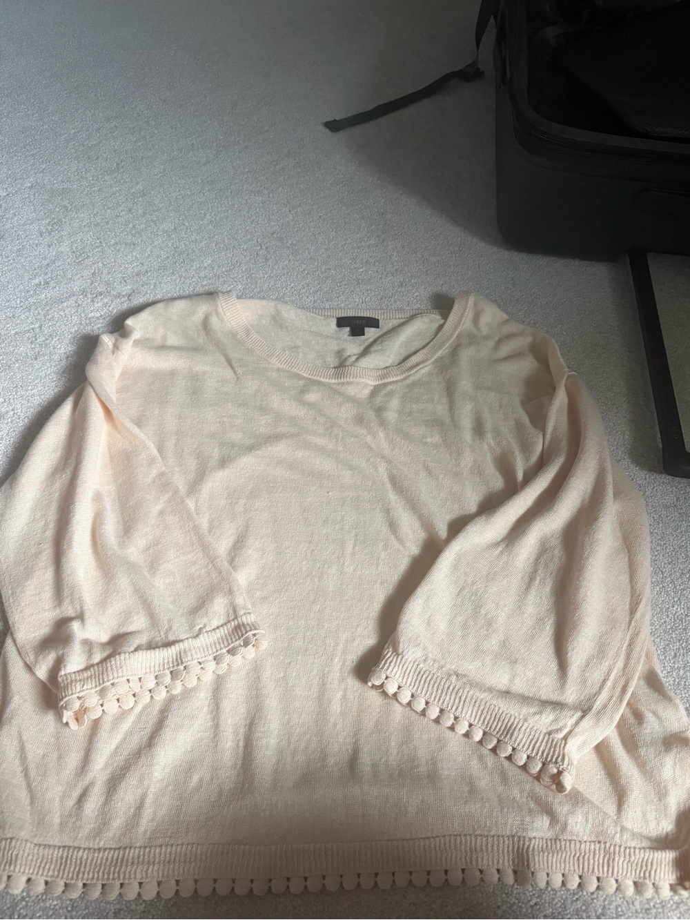 Cream Pom-Pom Trim Sweater